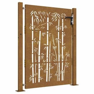 vidaXL Πόρτα Κήπου από Μπαμπού με Σχέδιο από Ατσάλι Corten 105 x 155 εκ.