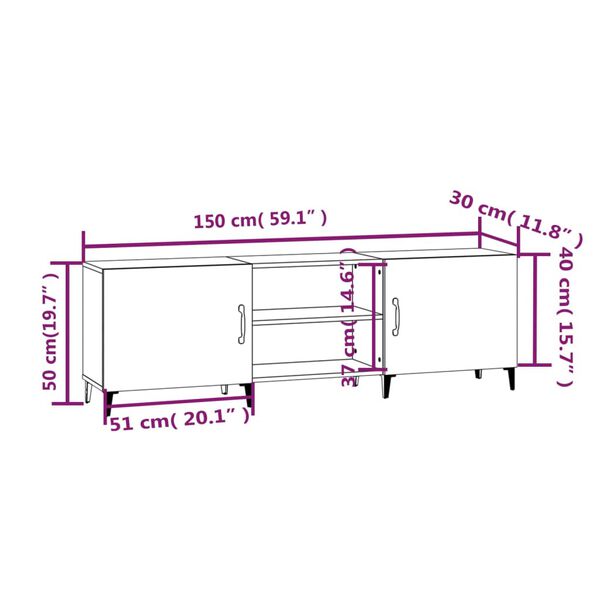 vidaXL Έπιπλο Τηλεόρασης Καπνιστή Δρυς 150x30x50 εκ. Επεξ. Ξύλο
