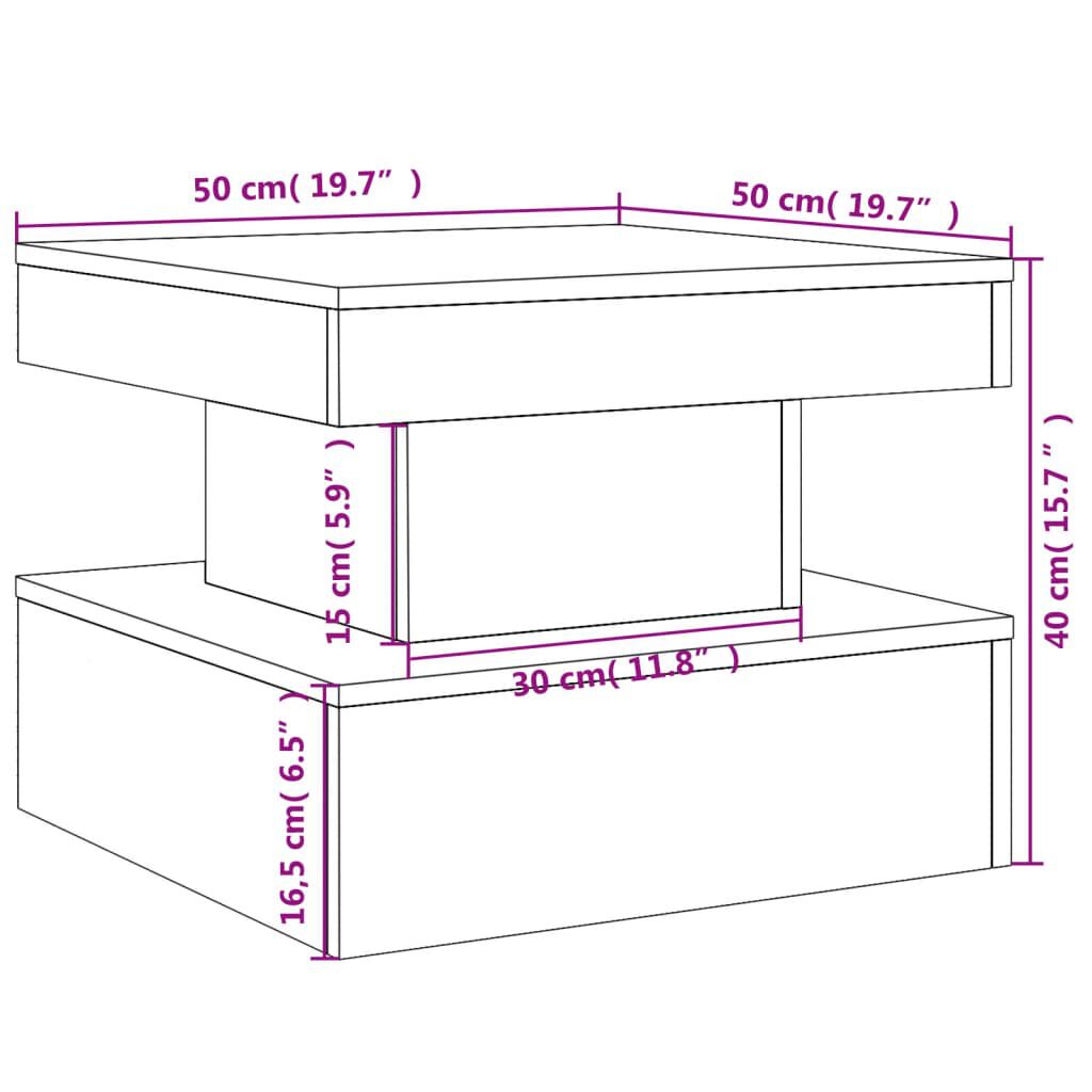 vidaXL Τραπεζάκι Σαλονιού με LED Καπνιστή δρυς 50x50x40 εκ.