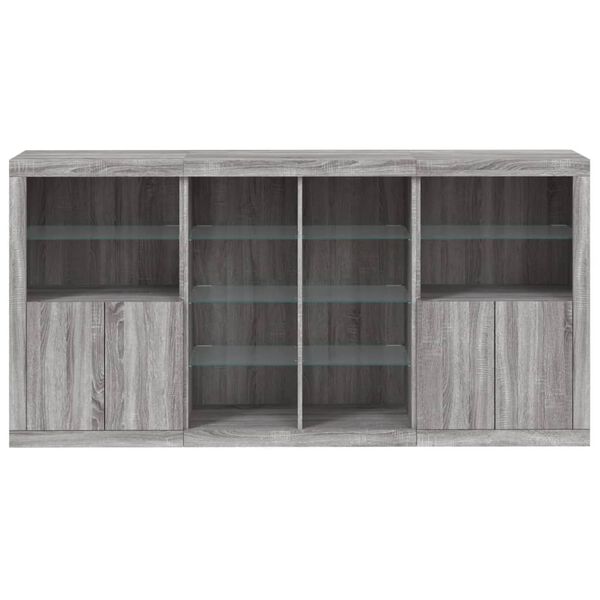 vidaXL Μπουφές με Φώτα LED Γκρι Sonoma 202 x 37 x 100 εκ.