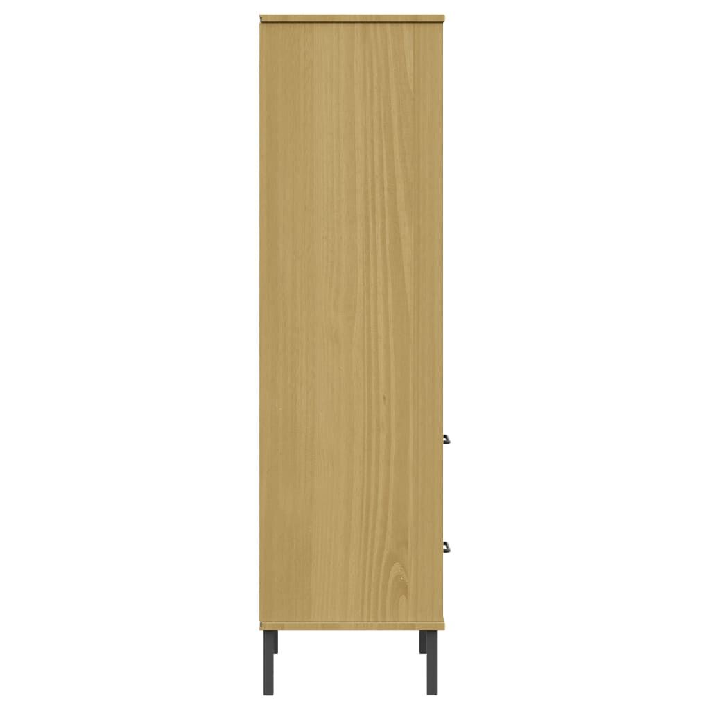 vidaXL Βιβλιοθήκη OSLO με 2 Συρτάρια Καφέ 60x35x128,5 εκ. Μασίφ Ξύλο