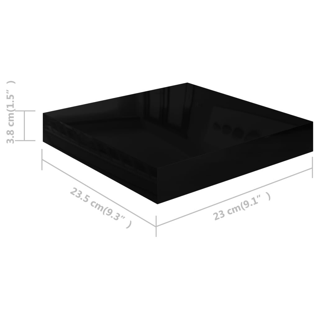 vidaXL Ράφι Τοίχου Γυαλιστερό Μαύρο 23x23,5x3,8 εκ. MDF