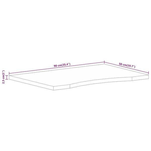 vidaXL Επιφάνεια Γραφείου Καμπύλη 90x50x2,5 εκ Μασίφ Ακατ. Μάνγκο