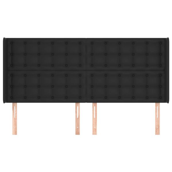 vidaXL Κεφαλάρι με Πτερύγια Μαύρο 163x16x118/128 εκ.Συνθετικό Δέρμα