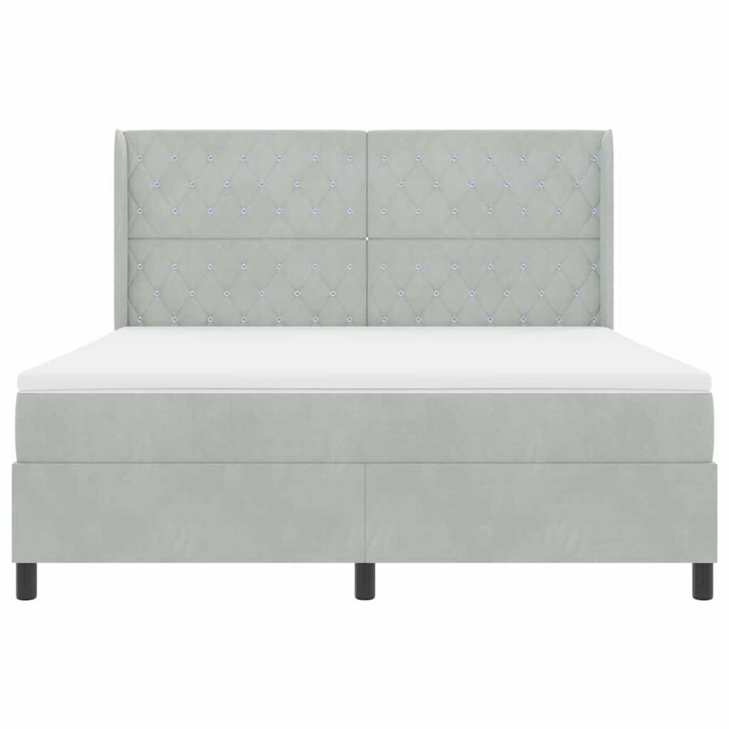 vidaXL Κρεβάτι με ελατήρια Ανοιχτό γκρι 180 x 200 cm Βελούδο