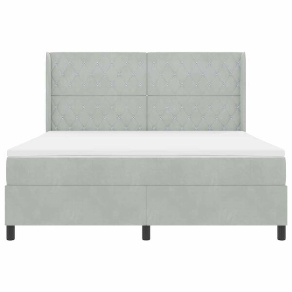 vidaXL Κρεβάτι με ελατήρια Ανοιχτό γκρι 180 x 200 cm Βελούδο