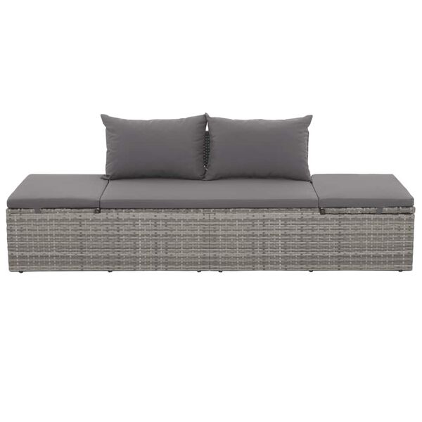 vidaXL Ξαπλώστρα - Κρεβάτι Κήπου Γκρι 195 x 60 εκ. Συνθετικό Ρατάν