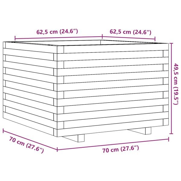 vidaXL Ζαρντινιέρα Κήπου 70x70x49,5 εκ. από Εμποτισμένο Ξύλο Πεύκου