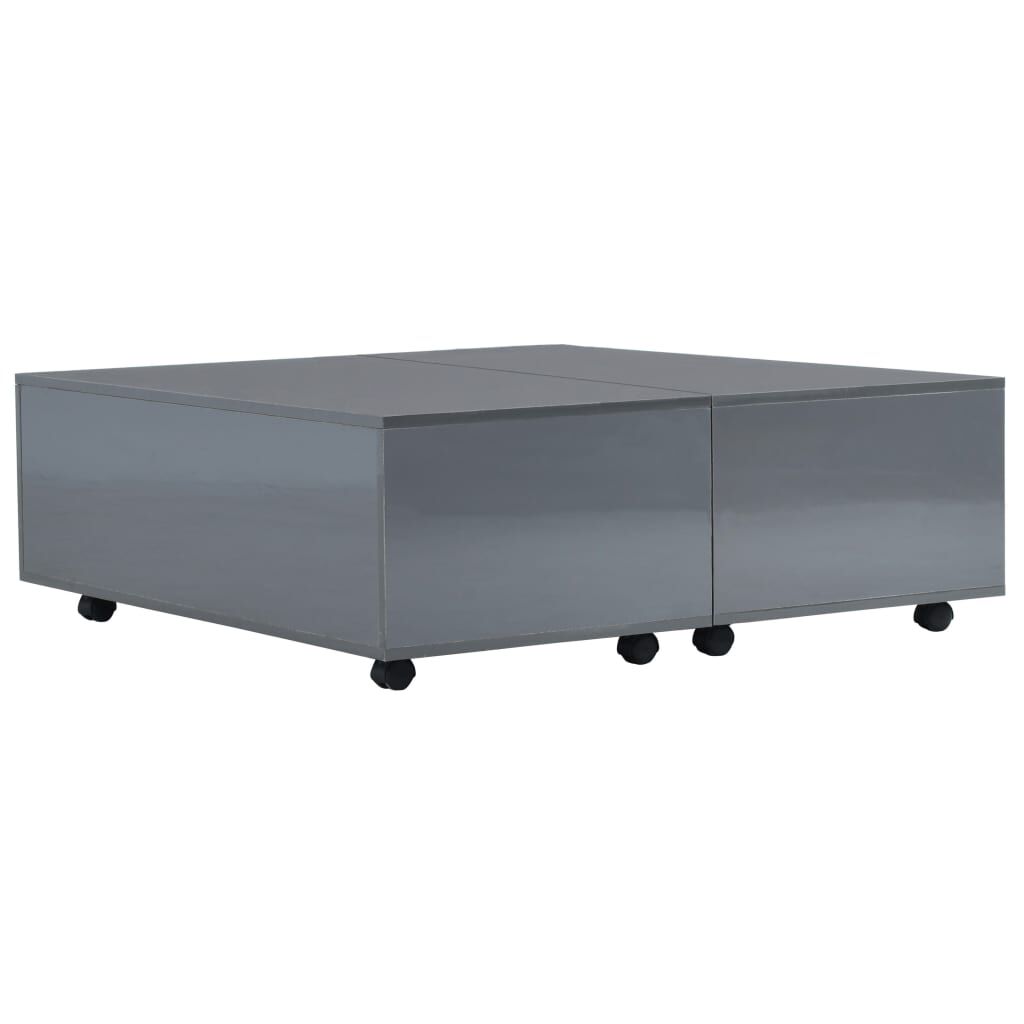 vidaXL Τραπεζάκι Σαλονιού Γυαλιστερό Γκρι 100 x 100 x 35 εκ.