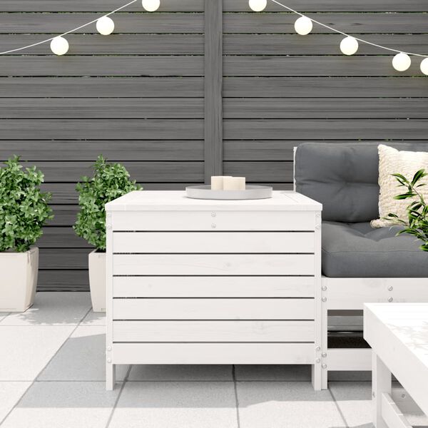 vidaXL Υποπόδιο Κήπου Λευκό 62x63,5x53,5 εκ. από Μασίφ Ξύλο Πεύκου
