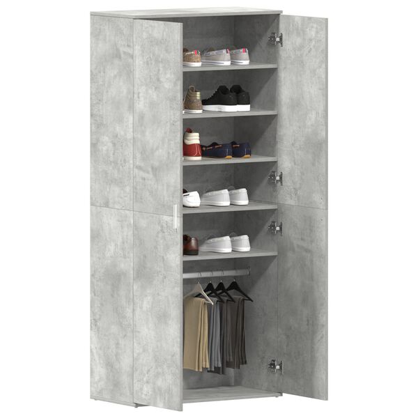vidaXL Ντουλάπα Παπουτσιών Γκρι 80 x 39 x 180 εκ Επεξεργασμένο ξύλο