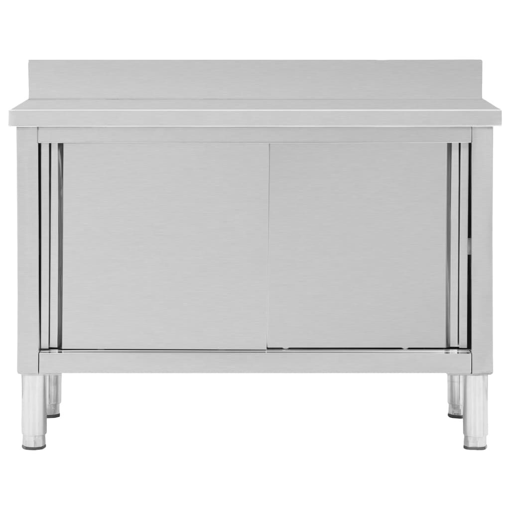 vidaXL Ερμάριο Πάγκος Συρόμενες Πόρτες 120x50x(95-97) εκ. Ανοξ. Ατσάλι