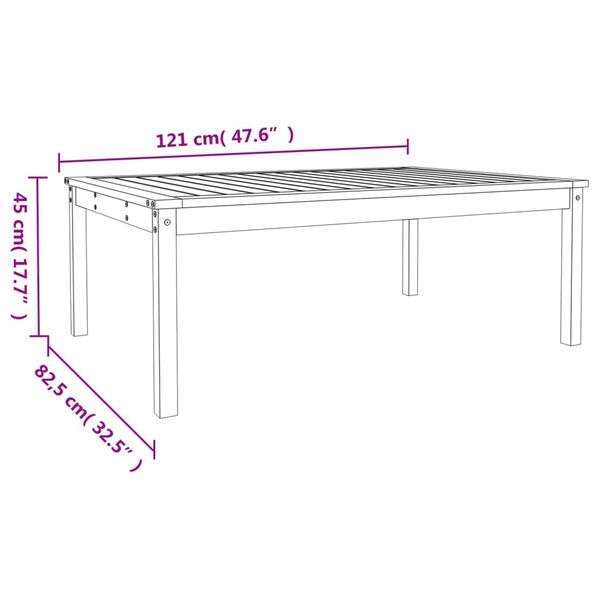 vidaXL Τραπέζι Κήπου 121 x 82,5 x 45 εκ. από Μασίφ Ξύλο Πεύκου