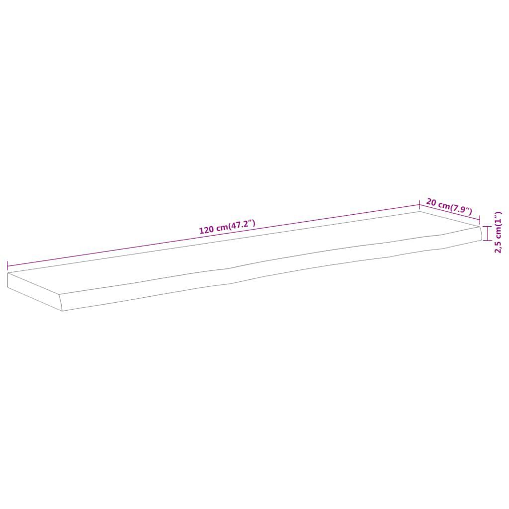 vidaXL Ράφι Επιτοίχιο Ορθ. Live Edge 120x20x2,5 εκ. Μασίφ Ξύλο Ακακίας
