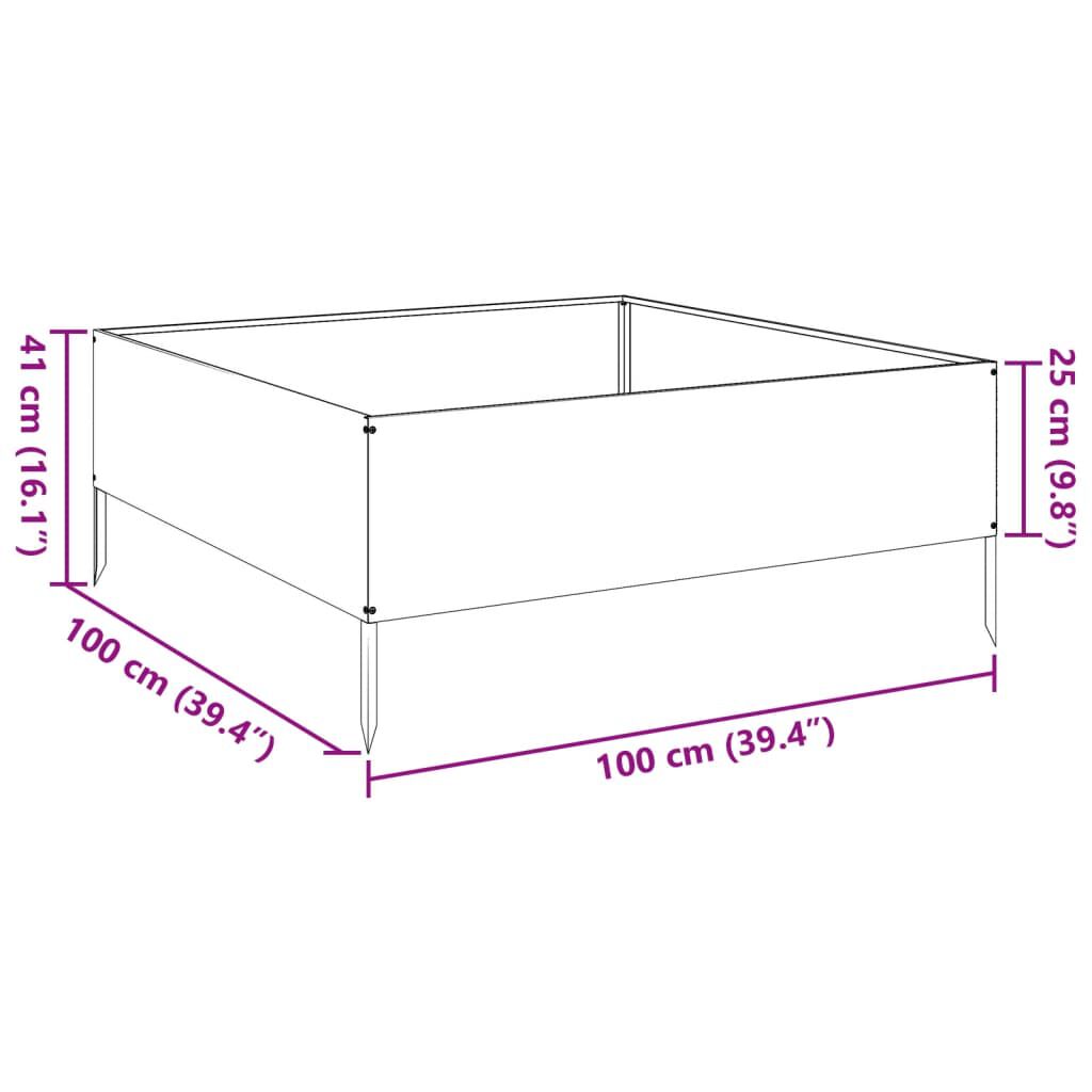 vidaXL Ζαρντινιέρα Υπερυψωμένη Μαύρο 100x100x25 εκ. Ατσάλι