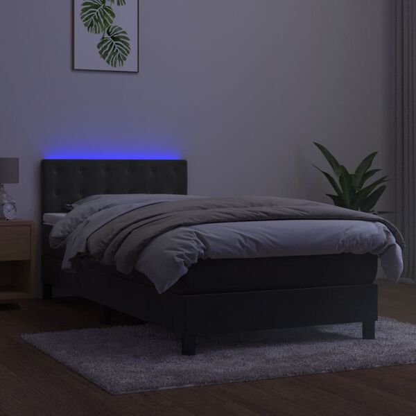 vidaXL &Kappa;&rho;&epsilon;&beta;ά&tau;&iota; Boxspring &mu;&epsilon; &Sigma;&tau;&rho;ώ&mu;&alpha; & LED &Sigma;&kappa;. &Gamma;&kappa;&rho;&iota; 90x200 &epsilon;&kappa;. &Beta;&epsilon;&lambda;&omicron;ύ&delta;&iota;&nu;&omicron;