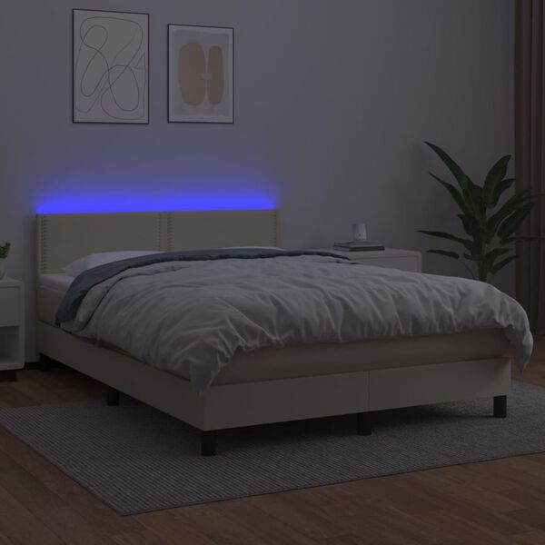 vidaXL &Kappa;&rho;&epsilon;&beta;ά&tau;&iota; Boxspring &mu;&epsilon; &Sigma;&tau;&rho;ώ&mu;&alpha; & LED &Kappa;&rho;&epsilon;&mu; 140x200 &epsilon;&kappa;. &Sigma;&upsilon;&nu;&theta;. &Delta;έ&rho;&mu;&alpha;