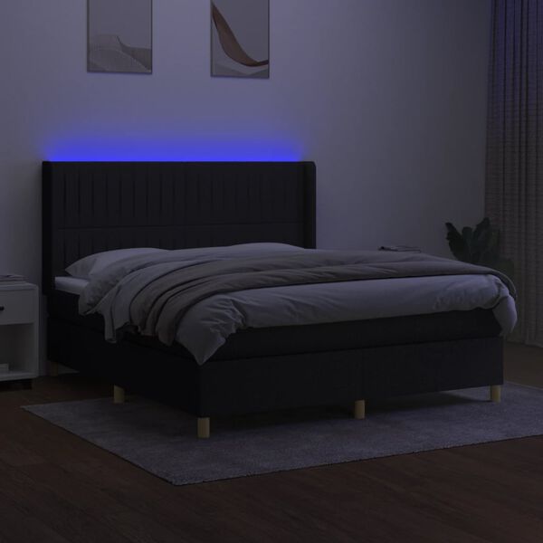 vidaXL &Kappa;&rho;&epsilon;&beta;ά&tau;&iota; Boxspring &mu;&epsilon; &Sigma;&tau;&rho;ώ&mu;&alpha; & LED &Mu;&alpha;ύ&rho;&omicron; 180x200 &epsilon;&kappa;. &Upsilon;&phi;&alpha;&sigma;&mu;ά&tau;&iota;&nu;&omicron;