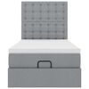 vidaXL Οθωμανικό κρεβάτι με στρώμα ανοιχτό γκρι 90x190cm ύφασμα