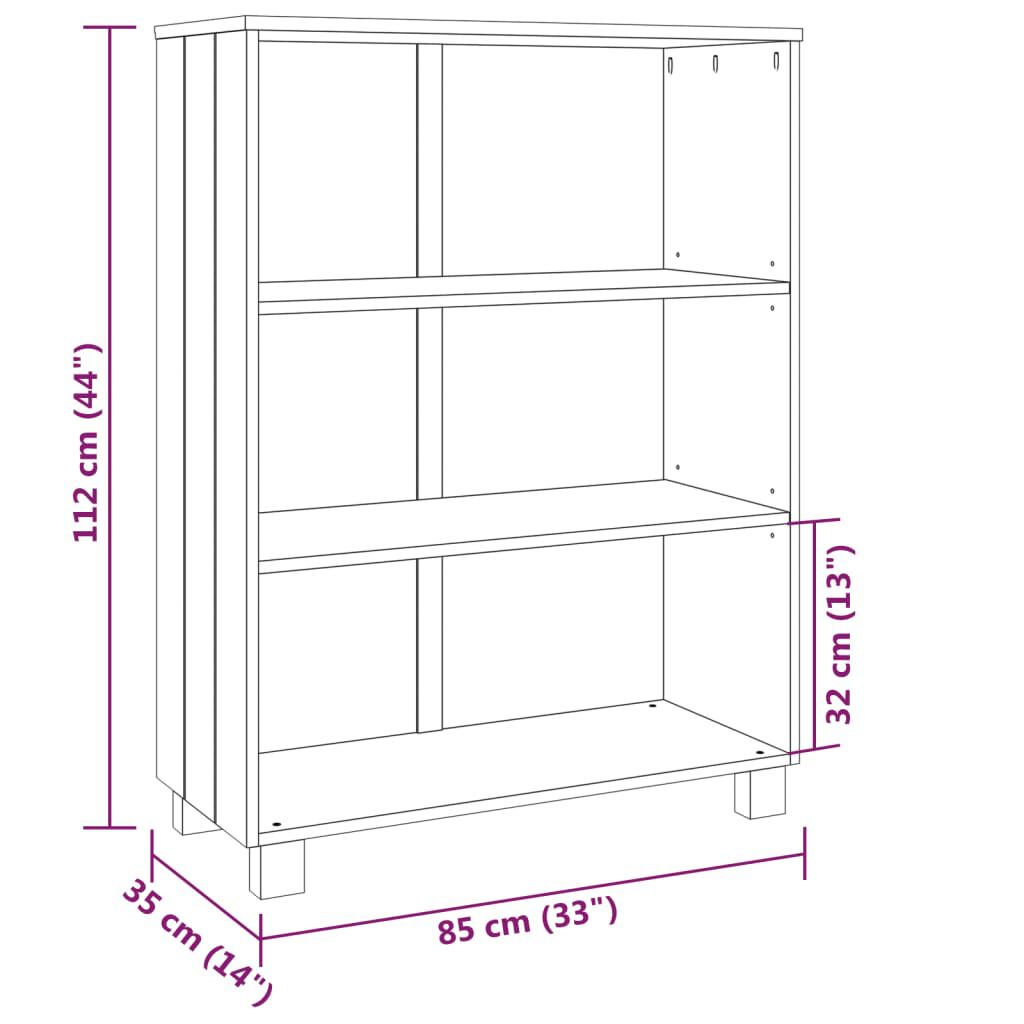 vidaXL Βιβλιοθήκη HAMAR Λευκή 85 x 35 x 112 εκ. από Μασίφ Ξύλο Πεύκου