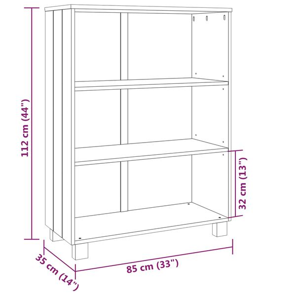 vidaXL Βιβλιοθήκη HAMAR Λευκή 85 x 35 x 112 εκ. από Μασίφ Ξύλο Πεύκου