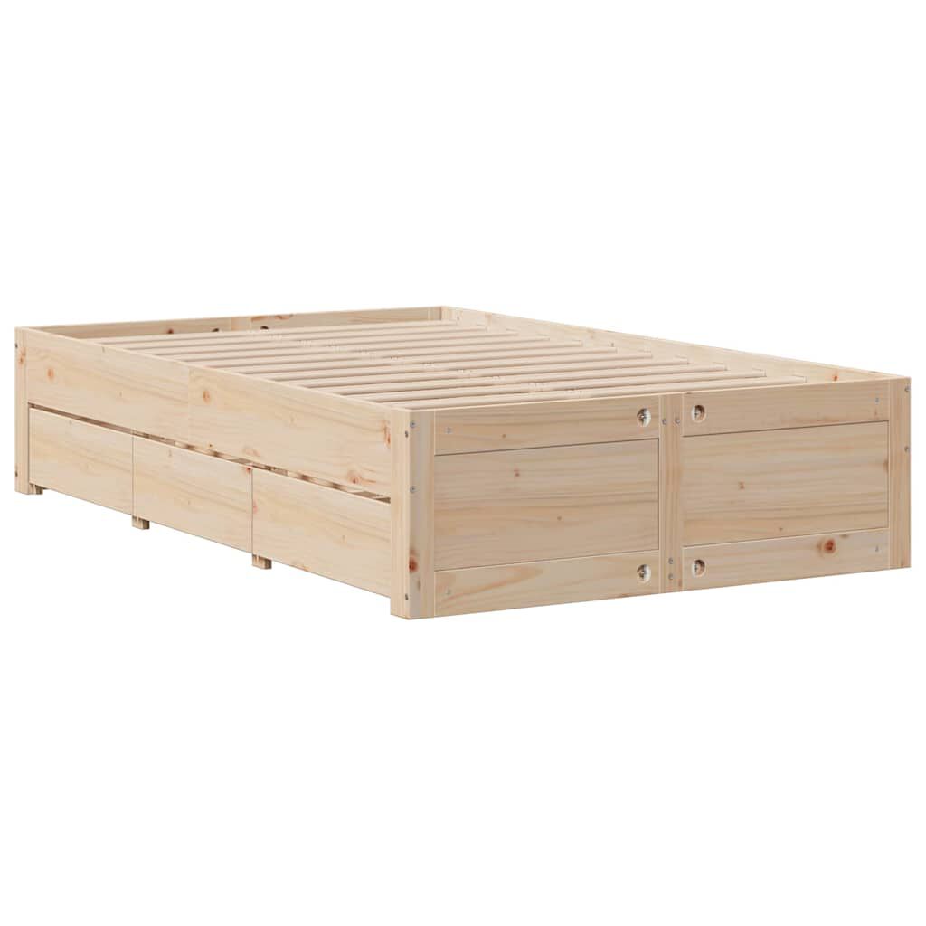 vidaXL Κρεβάτι Βιβλιοθήκη Χωρίς Στρώμα 120x200 εκ Μασίφ Ξύλο Πεύκο