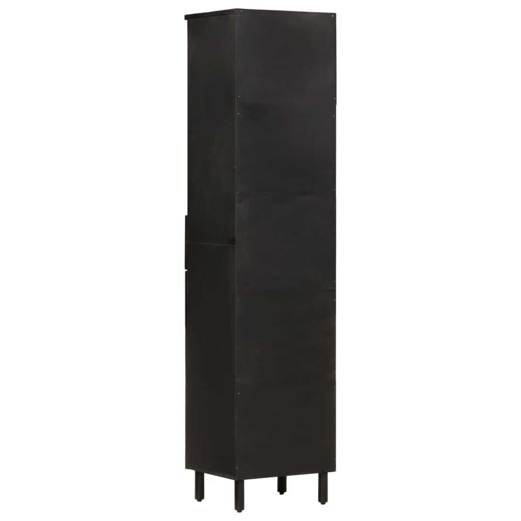 vidaXL Ντουλάπι Μπάνιου Μαύρο 38 x 33 x 160 εκ. από Μασίφ Ξύλο Μάνγκο