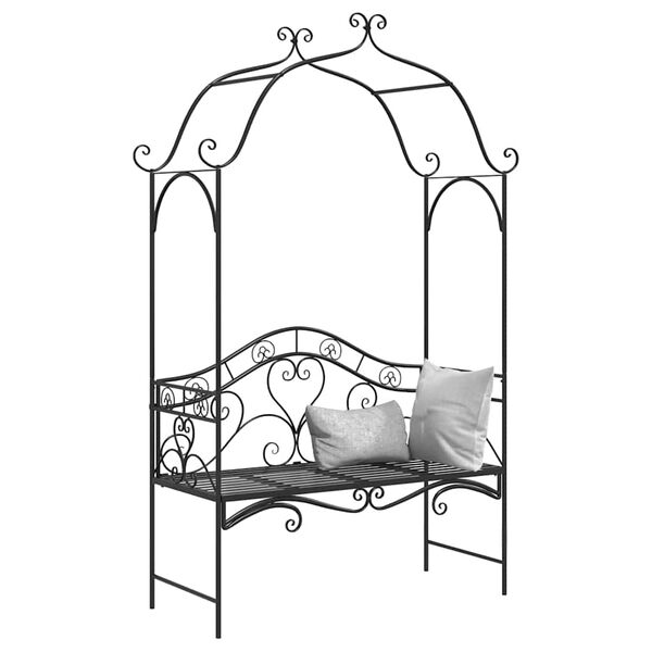 vidaXL Παγκάκι κήπου με μαξιλάρι Μαύρο 104 x 54 x 93εκ Ατσάλι