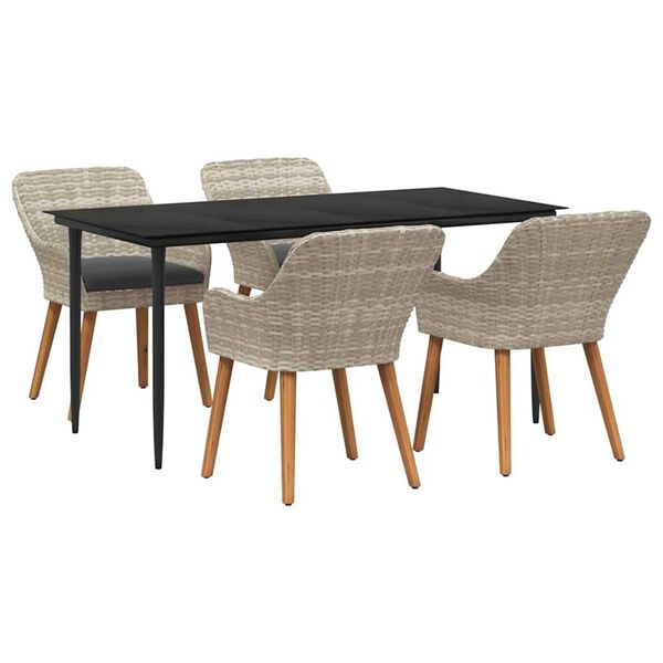 vidaXL Σετ τραπεζαρίας 5 pcs Ανοιχτό γκρι Πολυ ράταν