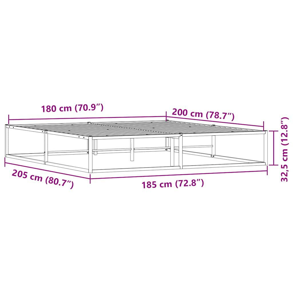 vidaXL Πλαίσιο κρεβατιού χωρίς στρώμα Λευκό 180x200 cm Μεταλλικό