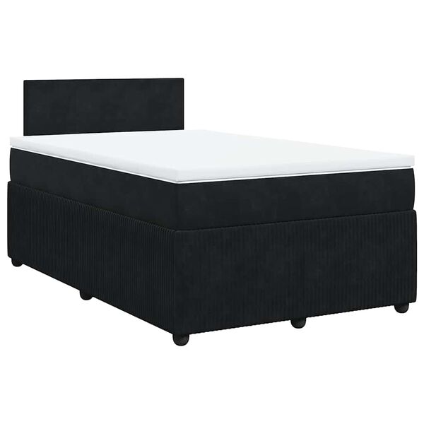 vidaXL Κρεβάτι Boxspring με Στρώμα Μαύρο 120x190 εκ. Βελούδινο