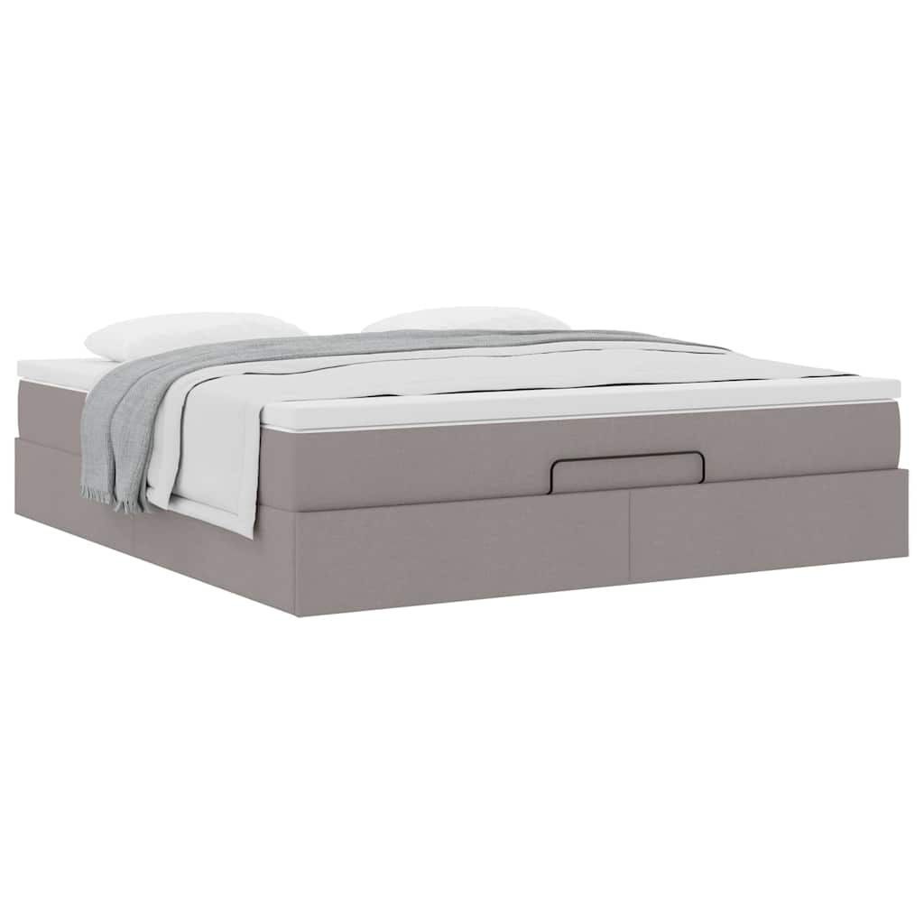 vidaXL Οθωμανικό κρεβάτι με στρώμα Taupe 160x200cm ύφασμα
