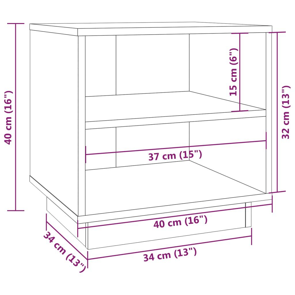 vidaXL Κομοδίνο Καφέ Μελί 40 x 34 x 40 εκ. από Μασίφ Ξύλο Πεύκου