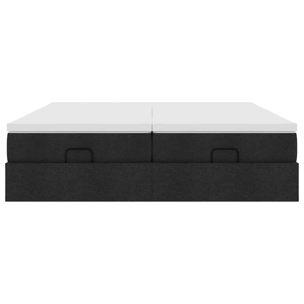 vidaXL Οθωμανικό Κρεβάτι με Στρώματα Μαύρο 200x200cm Ύφασμα