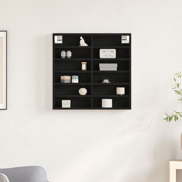 vidaXL Βιτρίνα με ράφι Μαύρη δρυς 60 x 8.5 x 58 εκ Επεξεργασμένο ξύλο