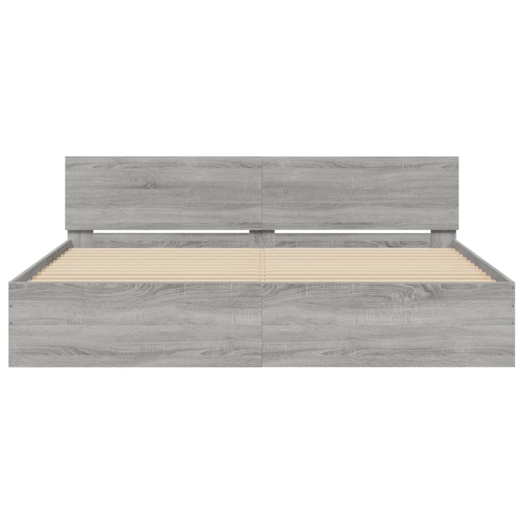 vidaXL Πλαίσιο Κρεβατιού με Κεφαλάρι Γκρι Sonoma 180x200 εκ.