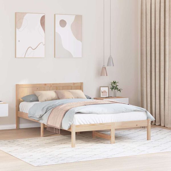 vidaXL Σκελετός Κρεβατιού Καφέ 120 x 190 cm Μασίφ ξύλο πεύκου