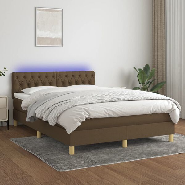 vidaXL &Kappa;&rho;&epsilon;&beta;ά&tau;&iota; Boxspring &mu;&epsilon; &Sigma;&tau;&rho;ώ&mu;&alpha; & LED &Sigma;&kappa;.&Kappa;&alpha;&phi;έ 140x190 &epsilon;&kappa; &Upsilon;&phi;&alpha;&sigma;&mu;ά&tau;&iota;&nu;&omicron;