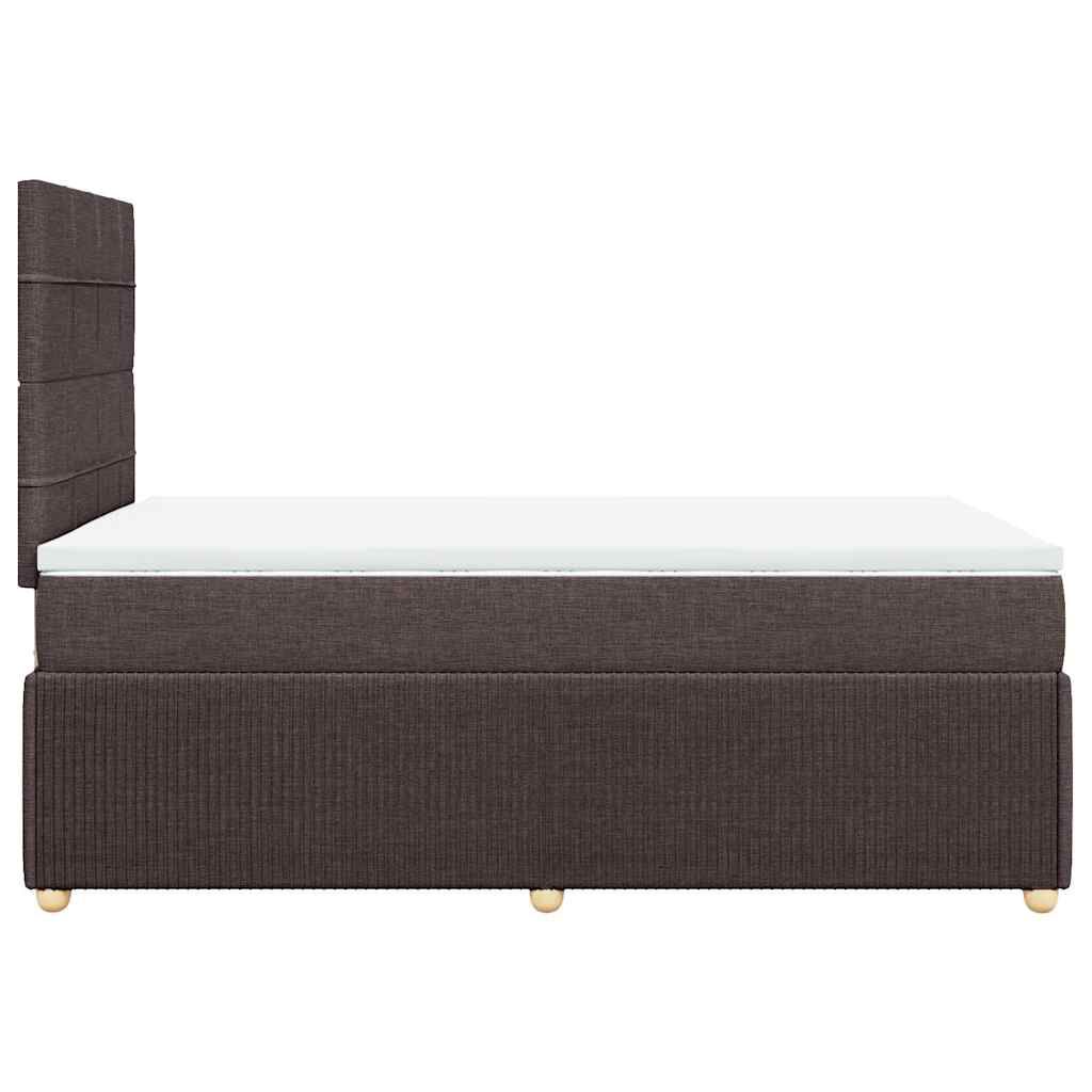 vidaXL Κρεβάτι Boxspring με Στρώμα Σκούρο Καφέ 120x190 εκ Υφασμάτινο