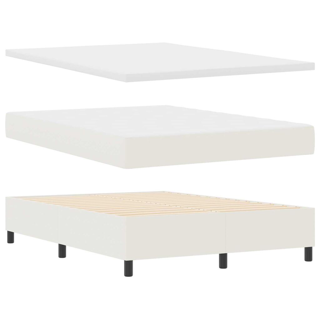 vidaXL Κρεβάτι Box Spring με Στρώμα σε Κρεμ - 140 x 200 εκ - Κόρντουρα