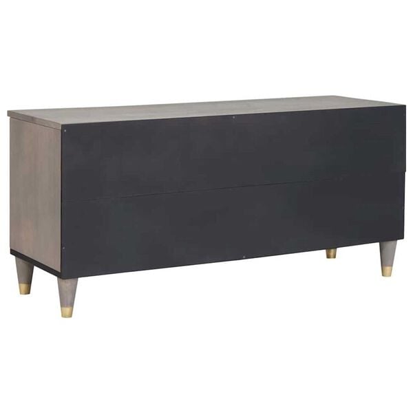 vidaXL Ντουλάπι TV Γκρι και Χρυσό 100 x 33.5 x 46 εκ Μασίφ ξύλο μάνγκο