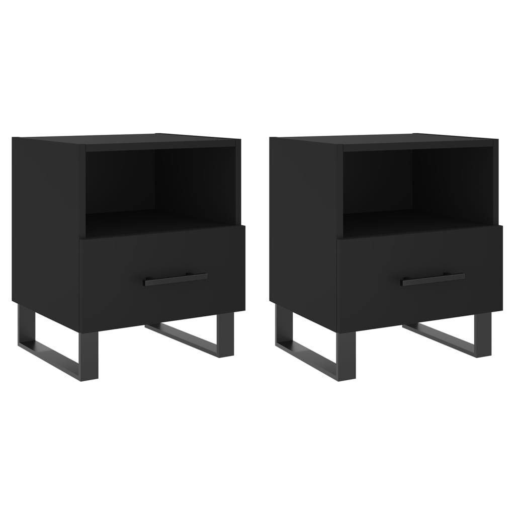 vidaXL Κομοδίνα 2 τεμ. Μαύρα 40 x 35 x 47,5 εκ. από Επεξεργασμένο Ξύλο