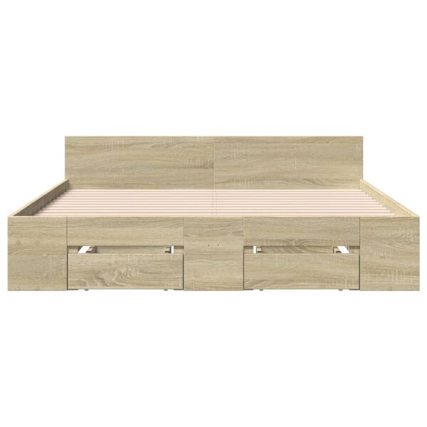 vidaXL Πλαίσιο Κρεβατιού με συρτάρια Sonoma Δρυς 135x190εκ. Επεξ. Ξύλο