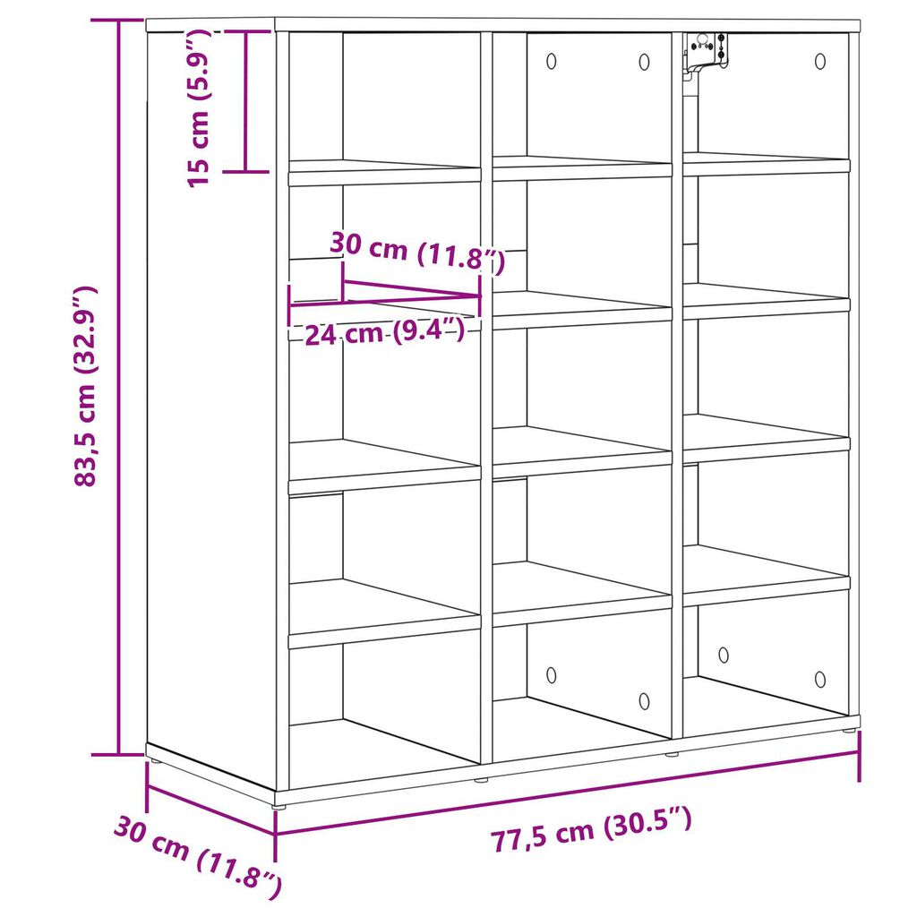 vidaXL Ντουλάπα Παπουτσιών Λευκό 52.5 x 30 x 50 εκ. Επεξεργασμένο ξύλο