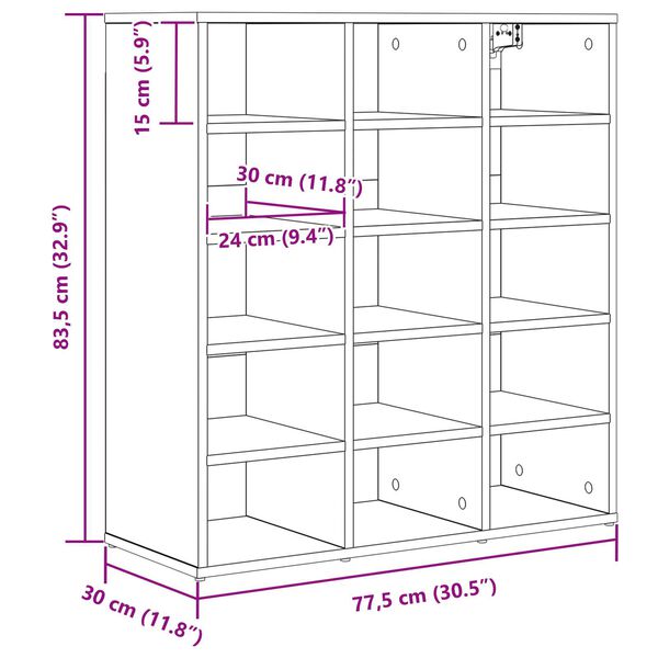 vidaXL Ντουλάπα Παπουτσιών Λευκό 52.5 x 30 x 50 εκ. Επεξεργασμένο ξύλο