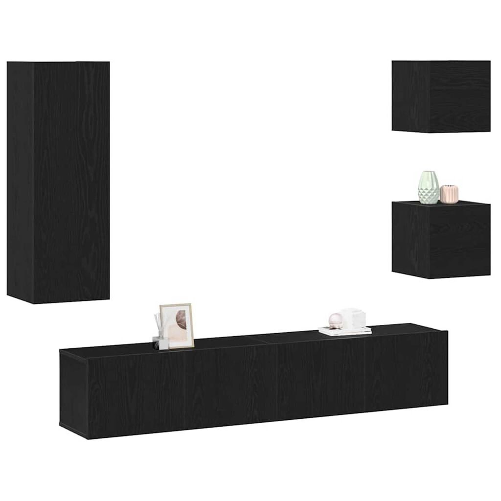 vidaXL Σετ επίπλου τηλεόρασης 5 pcs Μαύρη δρυς Επεξεργασμένο ξύλο