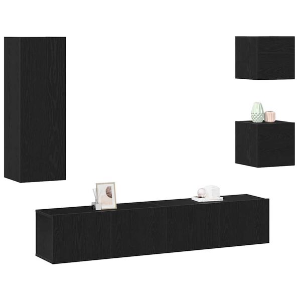 vidaXL Σετ επίπλου τηλεόρασης 5 pcs Μαύρη δρυς Επεξεργασμένο ξύλο
