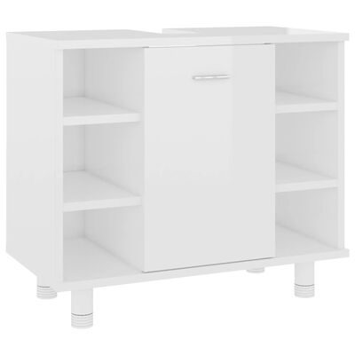 vidaXL Ντουλάπι Νιπτήρα Γυαλιστερό Λευκό 60x32x53,5 εκ. Μοριοσανίδα