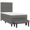 vidaXL Κρεβάτι Boxspring με Στρώμα Γκρι 90x200 εκ. από Συνθετικό Δέρμα