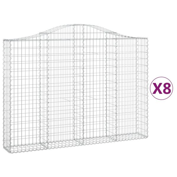 vidaXL Συρματοκιβώτια Τοξωτά 8 τεμ. 200x30x140/160 εκ. Γαλβαν. Ατσάλι